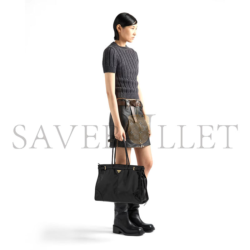 Pra*a bonnie extra large leather handbag 1ba439 (42*30*12cm)